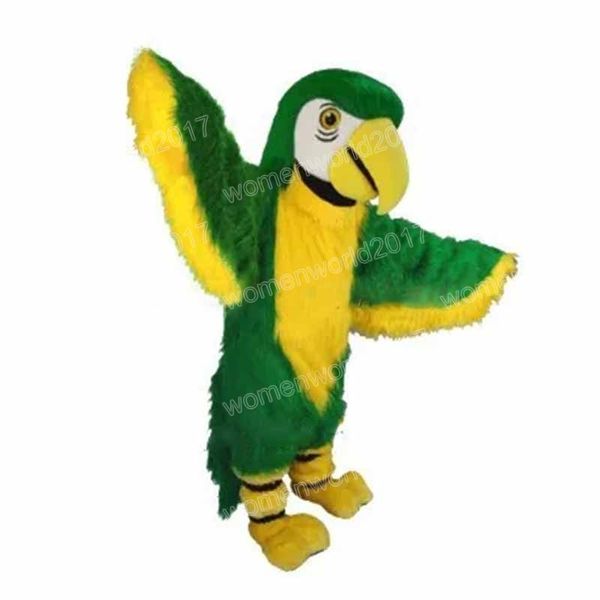 Halloween Cute Green Green Parrot Mascot Costume Simulação Roupa de desenho animado Terno Tamanho dos adultos Roupa de aniversário de Natal