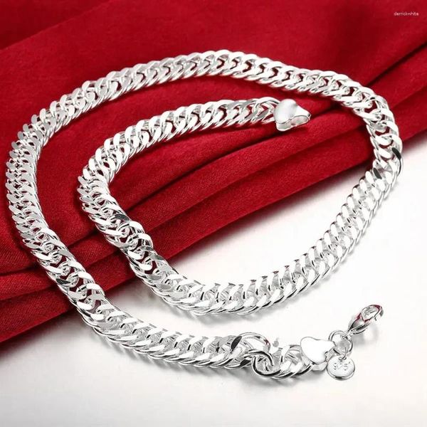 Ketten 925 Sterling Silber Halsketten für Männer Herren Charme Schmuck 20/24 Zoll 10mm Klassiker Kettenhochzeitsfeier Weihnachtsgeschenk