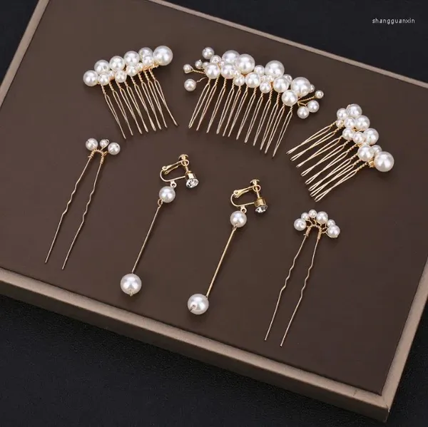 Clip per capelli 2023 Simple Pearls Wedding Petting Set Ouring Pins Women Jewelry Accessori fatti a mano