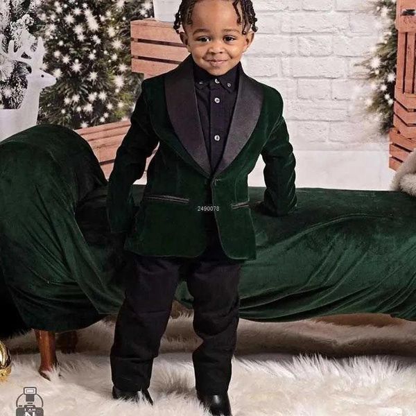 Anzüge Anzüge Kinder Kinder 1 Jahr Geburtstagskleid Baby Jungen Grün Samt Blazer Jacke Hosen Foto Anzug Kinder Hochzeitsleistung Party WEA