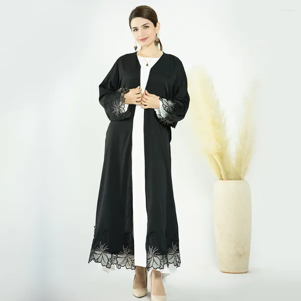Этническая одежда Eid Party Open Abayas Kimono Lace Cardigan Женщины мусульманский длинное рукав платье индейка Рамадан Исламский Дубай Кафтан Кафтан