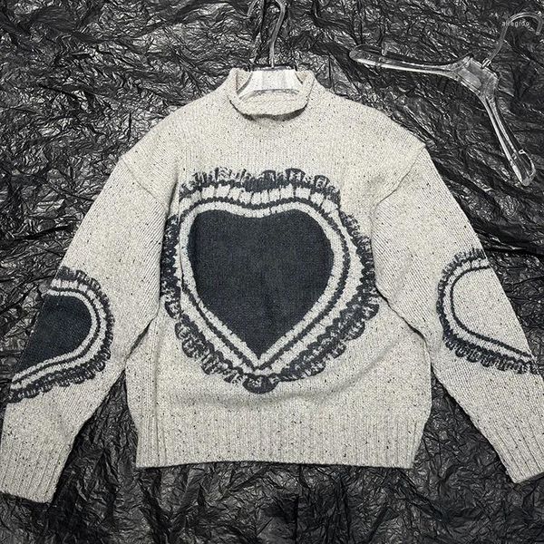 Maglioni maschili Lettera vintage amore maglione stampato pigro cappotto sfollato uomini e donne