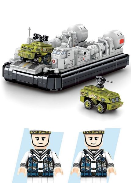 Modellboot, individuelles DIY-Spielzeug, Baublockschiff, 686 Stück, Moc-Ziegel, Luftkissen-Landungsboot, Lepin-Ziegelschiff-Modellbausatz, Militärfigur, Spielzeug für 5-jährige Jungen, Weihnachtsgeschenke