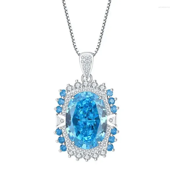 Catene S925 Spensione blu giada ad alto diamante ad alto contenuto di carbonio 13 18 Gioielli da sposa nella collana a pendente