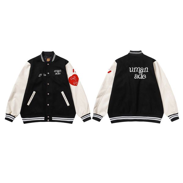 AWs neue Ummanmad Jacke stehen Halsbandmädchen, weinen Sie nicht, lieben Sie Lederärmel, Männer- und Frauensport -Blazer -Baseballanzug, Paar lang Ärmeln Jacke Top Kleider