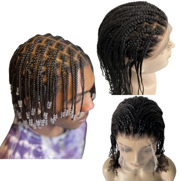 Malaysian Virgin Human Hair Systems #1B Natural Black Box Braids Toupe 8x10 Mono Lace Unit für Blackman