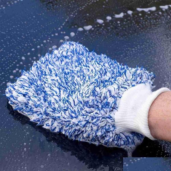 Handschuhauto-Bürstenhandschuhe verdickte doppelseitige Reinigung Koralle Fleece Absorption Waschmikrofaser für Wartungsabfall-Lieferung Automob Dhort