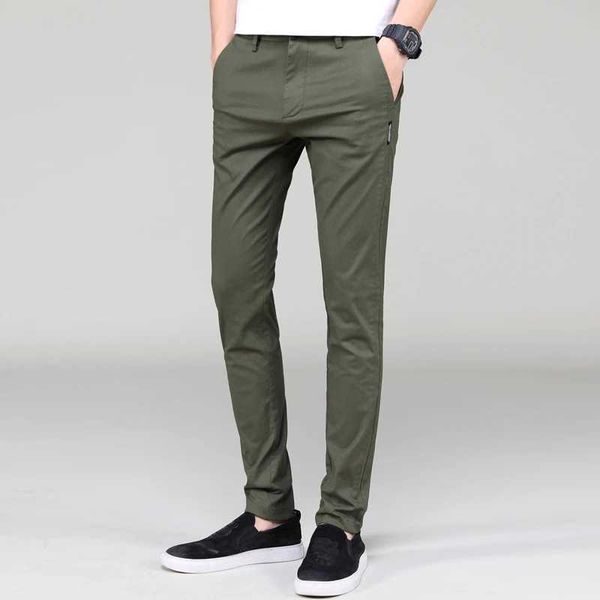 Calças de jeans masculinas calças casuais leves, massacre as calças esticadas clássicas para homens da primavera outono joggers sólido Army Green Pants Male J231222