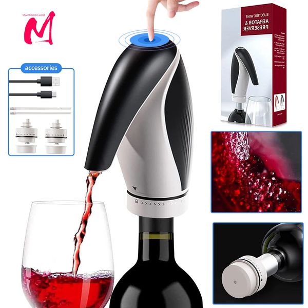 Aerador de vinho Decanter de vinho elétrico e dispensador One Touch Wine Porlers Aeração de vinho Aeração com a preservadora de rolhas de vinho 231222