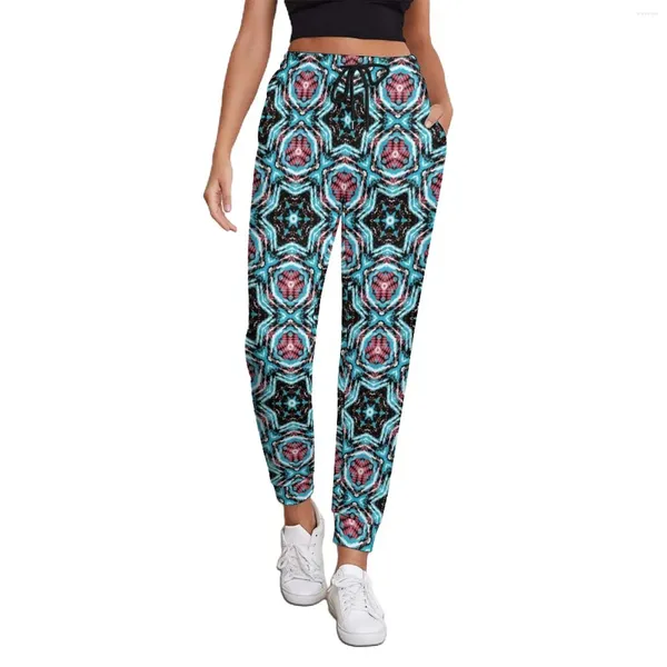 Женские штаны Hippy Floral Design Bedgy Spring Modern Art Print Joggers Женщины хиппи из брюки большие размеры