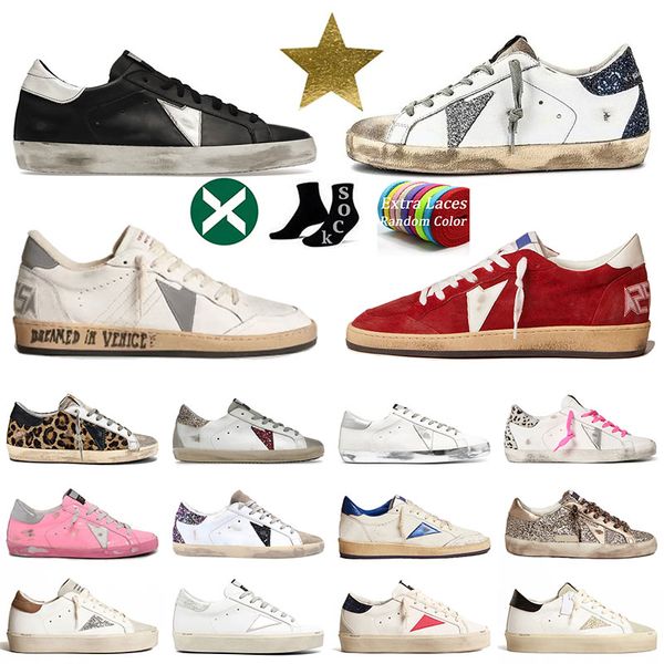 2024 Designer Luxurys Goldener Sloger lässige Schuhe Superleder Italien Dirty alte Schuhmarke Sneakers Gänse Frauen Trainer Männer Star Ball Star Trainer Big Size 12