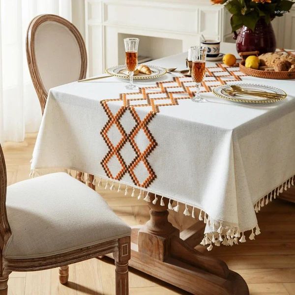 Tavolo da tavolo cotone e lino ricami jacquard con frammenti floreali di tovaglie addensate