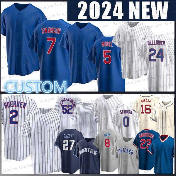 7 Dansby Swanson Christopher Morel Maglie da baseball Marcus Stroman Nico Hoerner Ian Happ Seiya Suzuki Patrick Wisdom Pete Crow-Armstrong Bellinger Marcus Stroman