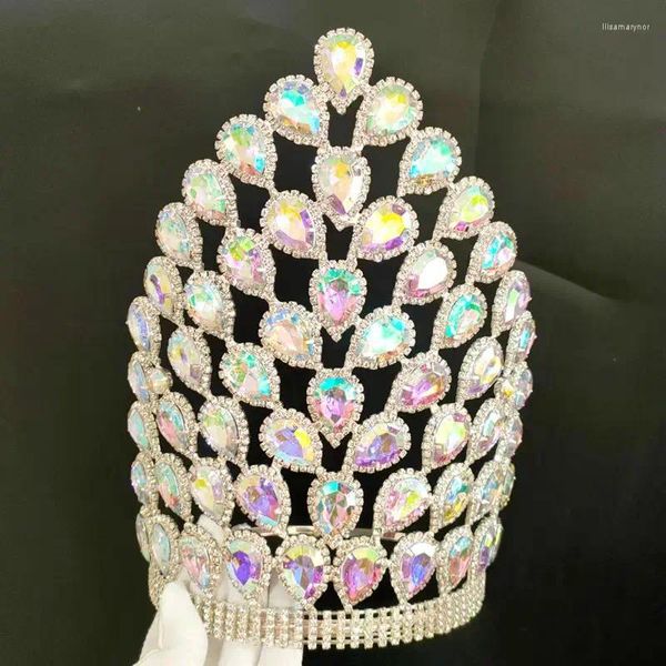 Clip per capelli Luxury Silver Ab Color Crystal Tiaras Crown Breat Beauty Women