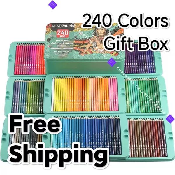 Kalour 240 Premium Color Pencil Set Gift Box Soft Core яркие богатые предметы роскошного искусства Профессиональные художники 231221