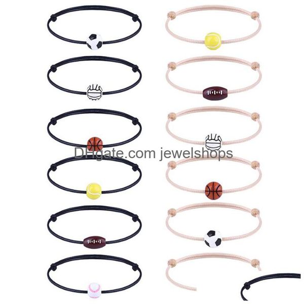 Piscina de futebol de basquete fofo Basketball Tennis de vôlei de vôlei ajustável Tennis Handmade Bracelets Presente para o amor casal mtistyle dr dh8je