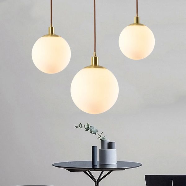 Nordic Glass Anhänger Leuchten 50 cm rund Ball Hängslampen für Bar Schlafzimmer Wohnzimmer Kaffee Dekoration Leuchte Glanz