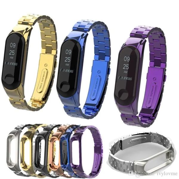 Ремень для запястья из нержавеющей стали для xiaomi mi band 3 metal Watch Band Smart Bracelet Miband 3 ленты заменяемые часы -ремни Mi 3 ll