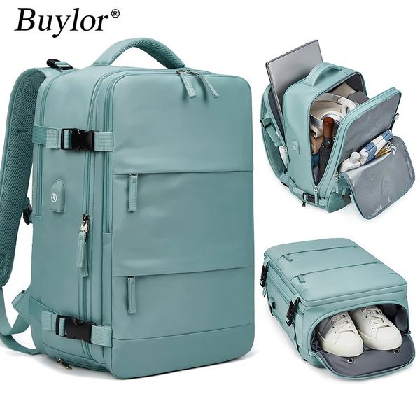 Buylor Womens Travel Rucksack große Kapazität Multifunktions -Koffer USB -Ladeschule Schoolbag Short Distance Gepäckbeutel Mochila 231222