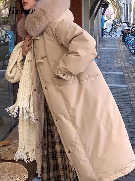 Damengrabenmäntel Khaki Mode koreanische Kapuze schlanker Taille weibliche Parkas dicker schicker Knopf losen einfache lässige Frauen langer Mantel Langer Mantel