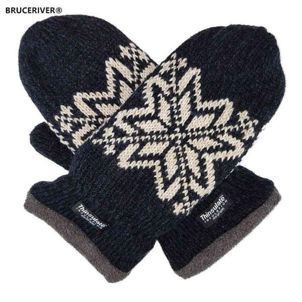 Bruceriver Mens Snowflake Knittens com lã de lã thinsulate quente T2208152363