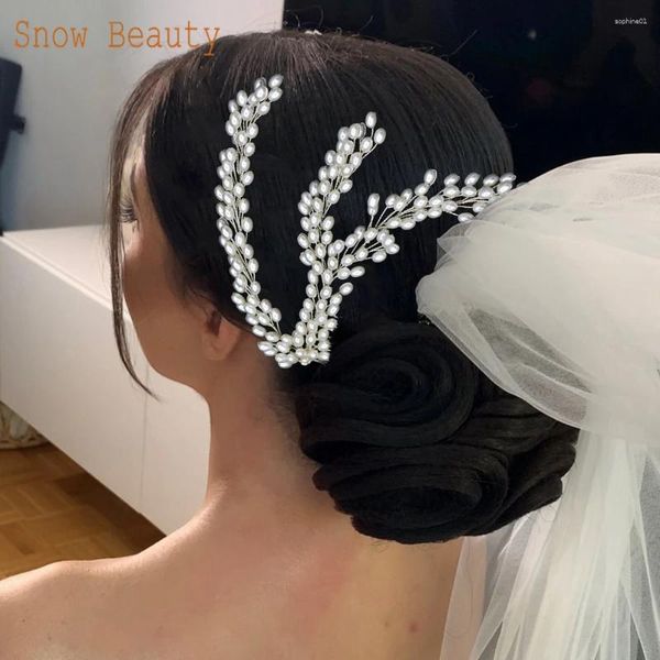 Kopfbedeckungen A465 Frauen Perlen Haarkämme Silber Hochzeit Braut Ornamente Schmuck Kopfstück für Brauttiara