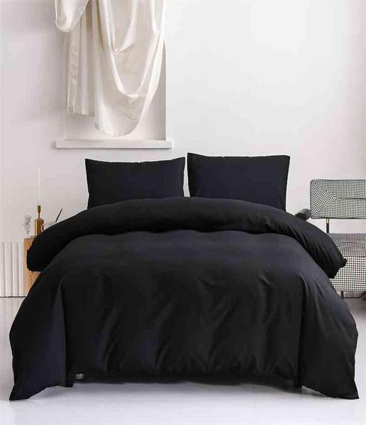 Set di biancheria da letto pura coperture per piumone nere letti a letto solido euro leddings grigio cover cover fizzo di cuscinetti 200x200 135x200 2107272720532