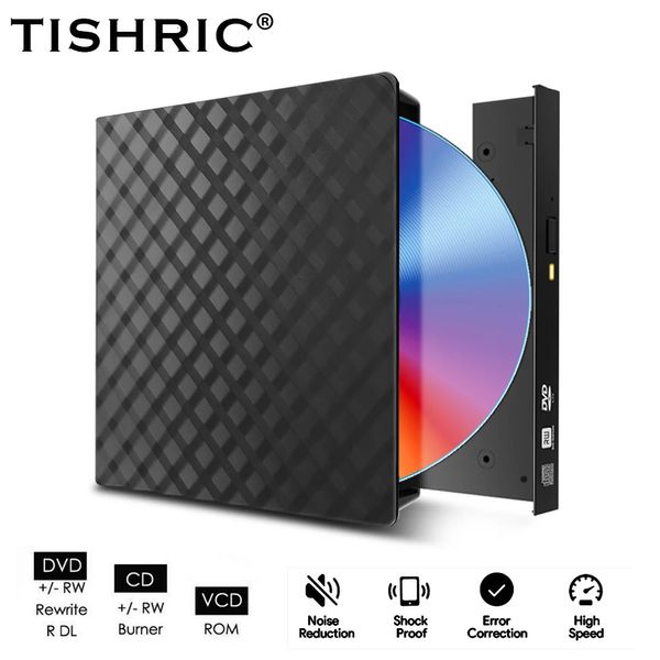 Tisric DVD externe USB3.0 Reader Pop-up Mobile externe DVD-RW Typ C RW CD Player Optische Laufwerke für Laptop Desktop iMac 231221