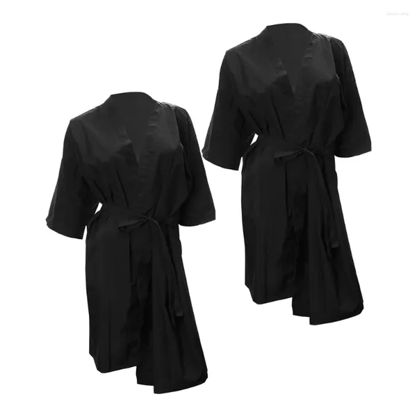 Roupa de roupas de dormir feminina 2 PCs Cloairesting Roupas Spa Robe Salon Client Black for Women, mas Bath Perm tingindo convidado