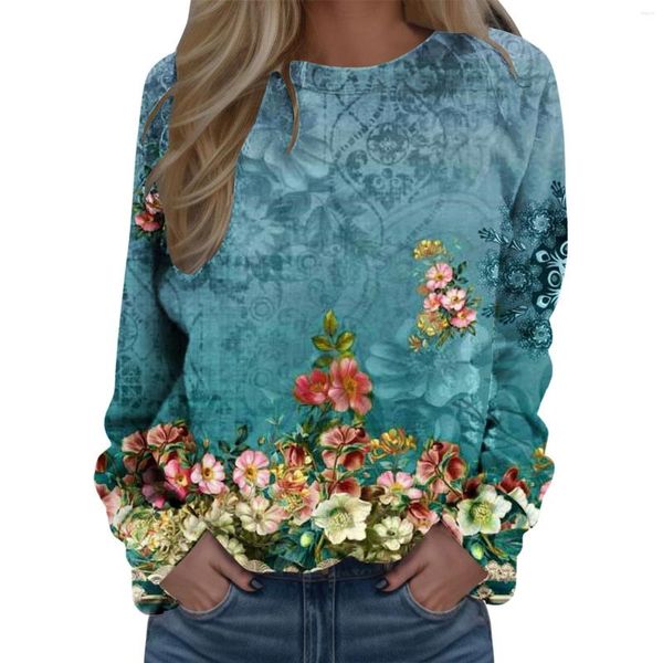 Damen Hoodies Flower Blumengeometrie Sweatshirts Farbmuster 3D -Druck Frauen übergroße Streetwear Pullovers Hoodie Kids Clothing