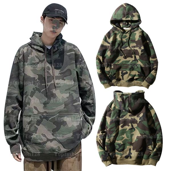 Army Green Cool Hip Hop Style Plus Size Pullover Sweatshirt Camouflage Gepolstertes, verdicktes Langarm-Kapuzen-Sweatshirt