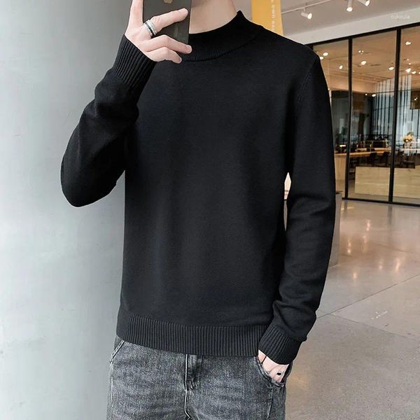 Erkek Sweaters Triko Güz Sonbahar Kış Kıyısı Sıradan Düz Renkli Buzkunlu Slim Fit Sweater Kore tarzı Gençlik Vintage Edebi Yakışıklı Külot