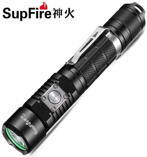 Supfire A3 LEDLETA LED TATICAL USB Recarregável 1100 lúmen Ultra Bright Long Time Runime Clanyard e 2000 MAH recarregável 5888634