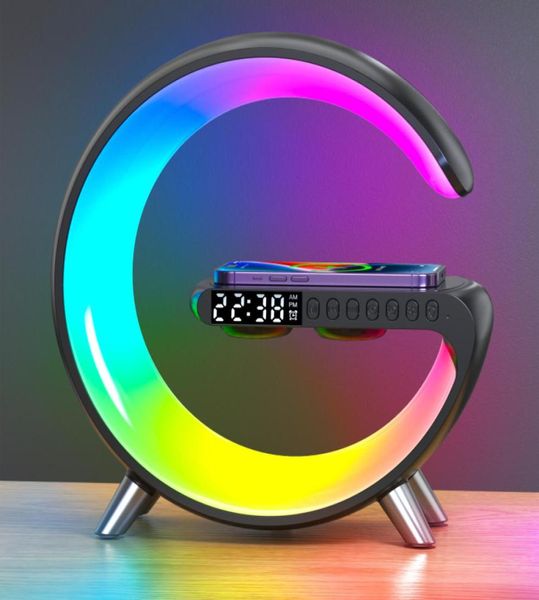 Smart Wake Up Light Sunrise Wecker RGB -LED -LED -Tischlampe mit drahtlosen Ladegerät Bluetooth Lautsprecher Ambient Light App Control2455271