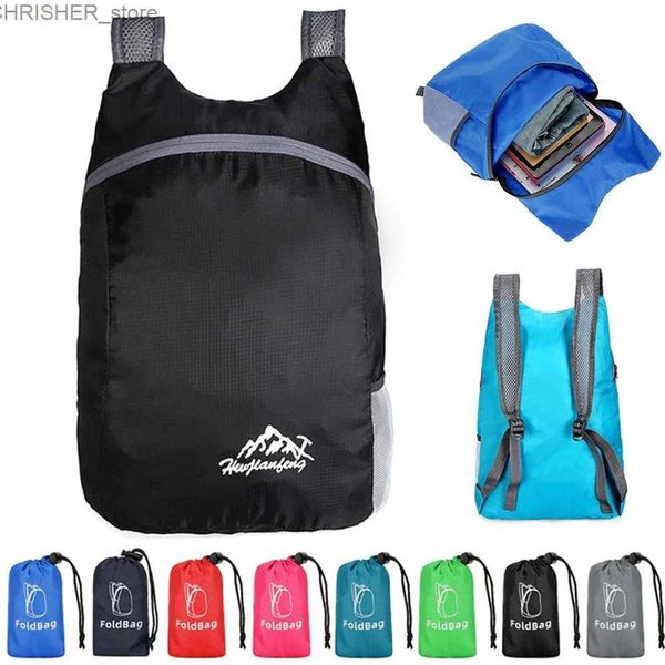 Outdoor -Taschen Jjyy Foldable wasserdichte Outdoor -Sport -Rucksack - Ultra Light Tragbares Reisetasche für Reisecamping -Fitness -Einkaufsbilder 231222