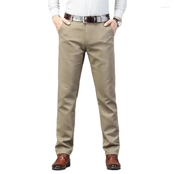 Мужские штаны 2023 Повседневная анти-морщина бизнес с твердым цветом прямой тонкий формальные брюки мужской бренд одежда
