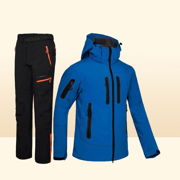 Homens velo softshell jaqueta e calças de inverno à prova dwaterproof água quente caminhadas conjunto jaqueta acampamento ao ar livre pesca caça trekking ski suit3748292
