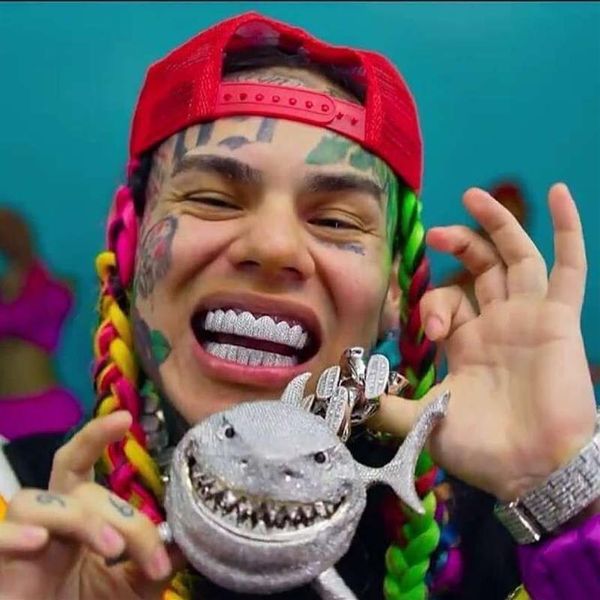 6ix9ine Sciallo di squalo pieno di zircone Personality Rap Necclace Hip Hop Men Regalo per in perline Incante