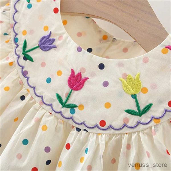 Девушки платья лето новое платье для девочки красочное в горошек -точечных цветах хлопковые детская одежда от 0 до 3 лет