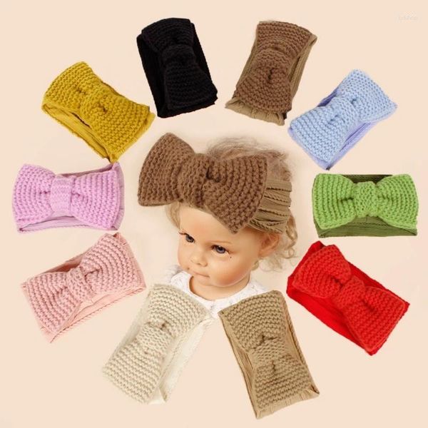 Saç Aksesuarları Bebek Bowknot Head Band Tığ Head Sargılar Yay Bantları Yumuşak Elastik Örme Kızlar için Kız Doğum Başlık