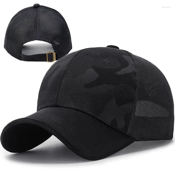 Caponi a sfera Cappello camuffato di moda da sole Plain cupora curva visore berretto da baseball resistente all'aperto Nero regolabile per il tempo libero tattico