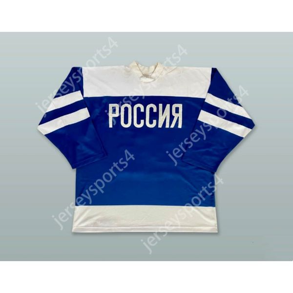 Viktor Kozlov 25 Custom Jersey de hóquei azul Rússia Novo top s-m-l-xl-xxl-3xl-4xl-5xl-6xl