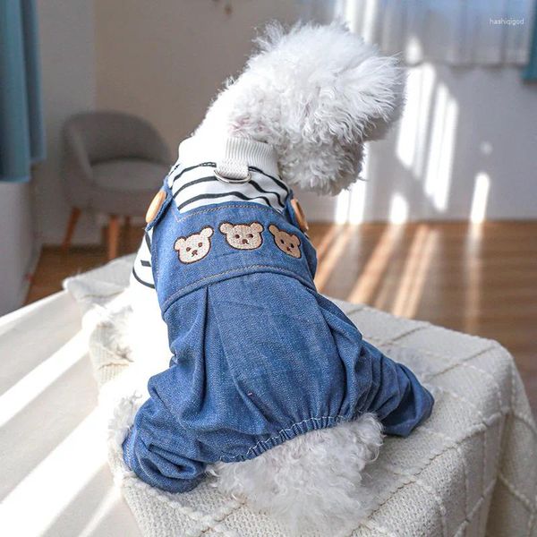 Hundekleidung D-Ring-Leine befestigen Streifen Katzen-Outfit Kleidung Fashion Boy Jumpsuit für Hunde Haustiere