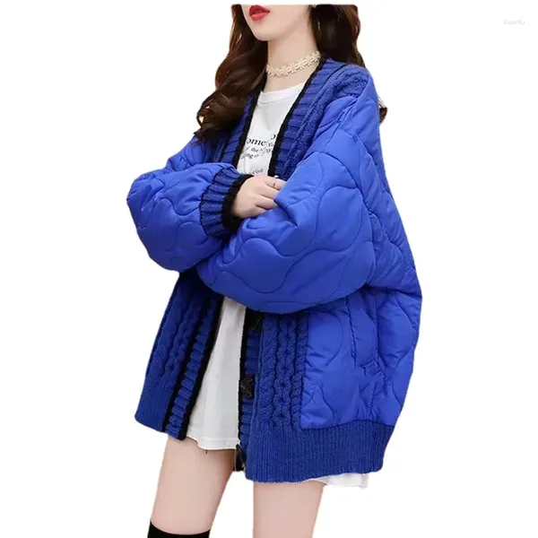Frauen Trench Coats Herbst Winter Mode Loose Koreanische Frauen Mantel Strickkragen verdickt Baumwolle 2023 Freizeitparkas
