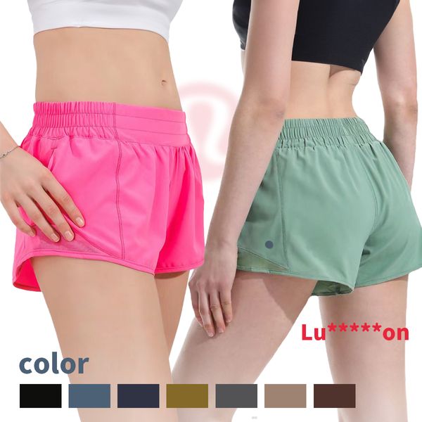 Designer Lulemen Women's Shorts Lu Running Fitness Pantaloni da yoga a bassa vita a basso contenuto di viti traspiranti con marchio traspirato di fascia alta LU88240