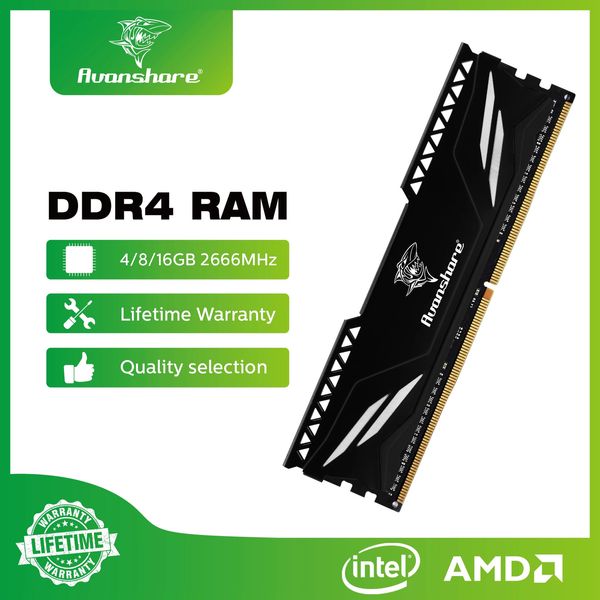 Avanshare Memoria RAM DDR4 4GB 8GB 16GB 2400MHz 2666MHz 3200MHz Marchio di memoria desktop UDIMM con dissipatore di calore 231221