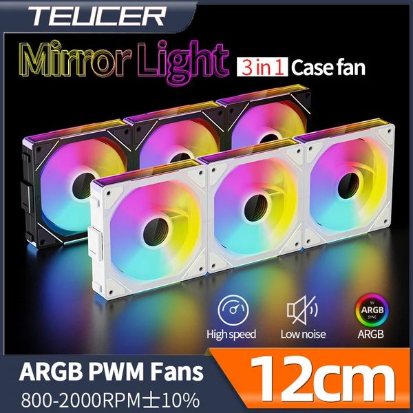 Teucer JM-1 ПК корпус зеркальный цикл Argb Light 120 мм 3in1 800-2000rpm 12 В/5PIN ШИМ PWM с низким уровнем шума вентиляционное охлаждение 231221