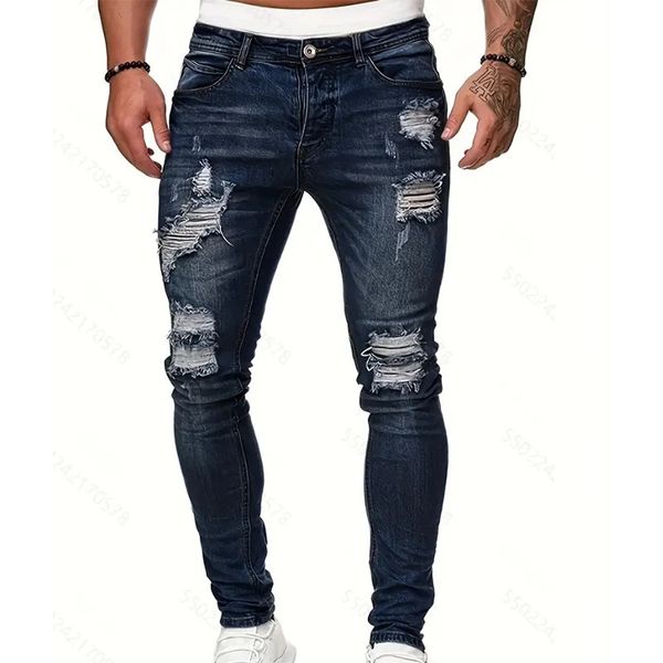 Moda masculina empilhada Jeans Rua Rouse Casual Pernas retas Pontas jeans vintage