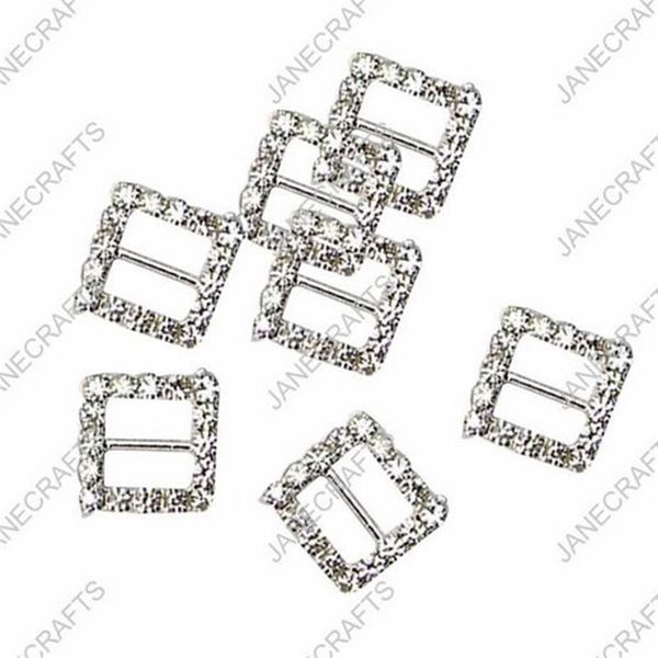 15 mm 30pcs Slider a nastro di fibbia di rinestino di rinestro quadrati per alimentazione per matrimoni Colore argento Rhinestone Bikini Connectors268u268u268u