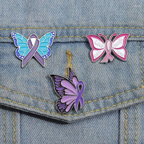 Broschen Butterfly Emaille Pin kundenspezifische Liebe Glaube Vertrauen Stärke Hoffnung gegen Gewalt Anlagen Pins Schmuck Geschenk für Freunde